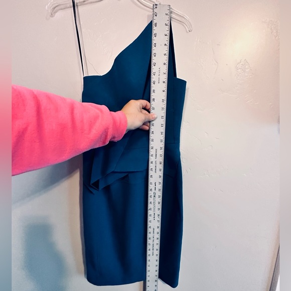 REVOLVE DRESS Roland Mouret One Shoulder Sheath Mini Dress Blue/Teal SZ SMALL - Picture 15 of 16